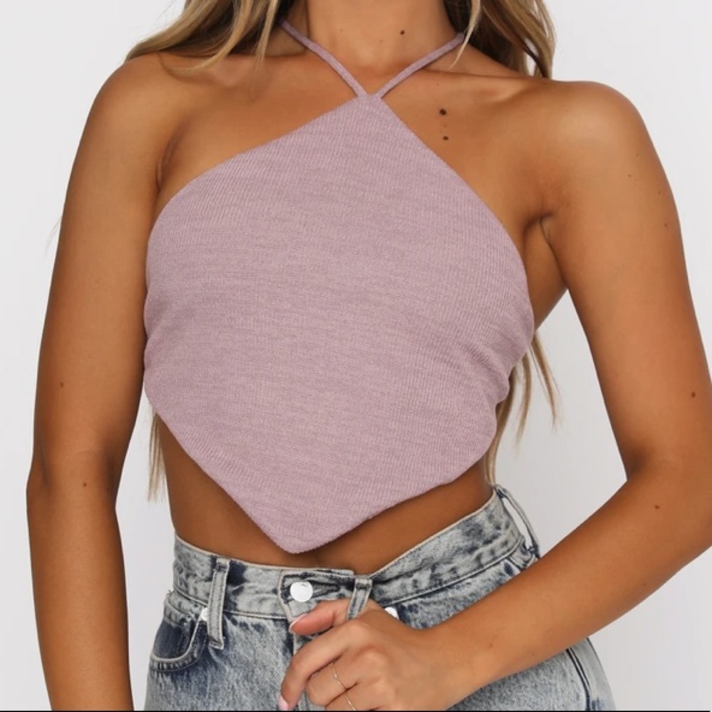 NWT Purple White Fox Crop Top